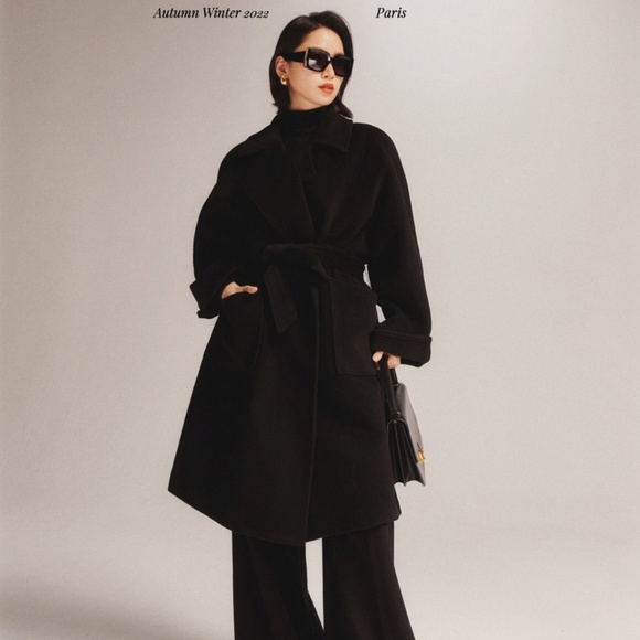 Gorgeous Wool Cashmere Black Coat - BRAND NEW - size S/M - Picture 1 of 16